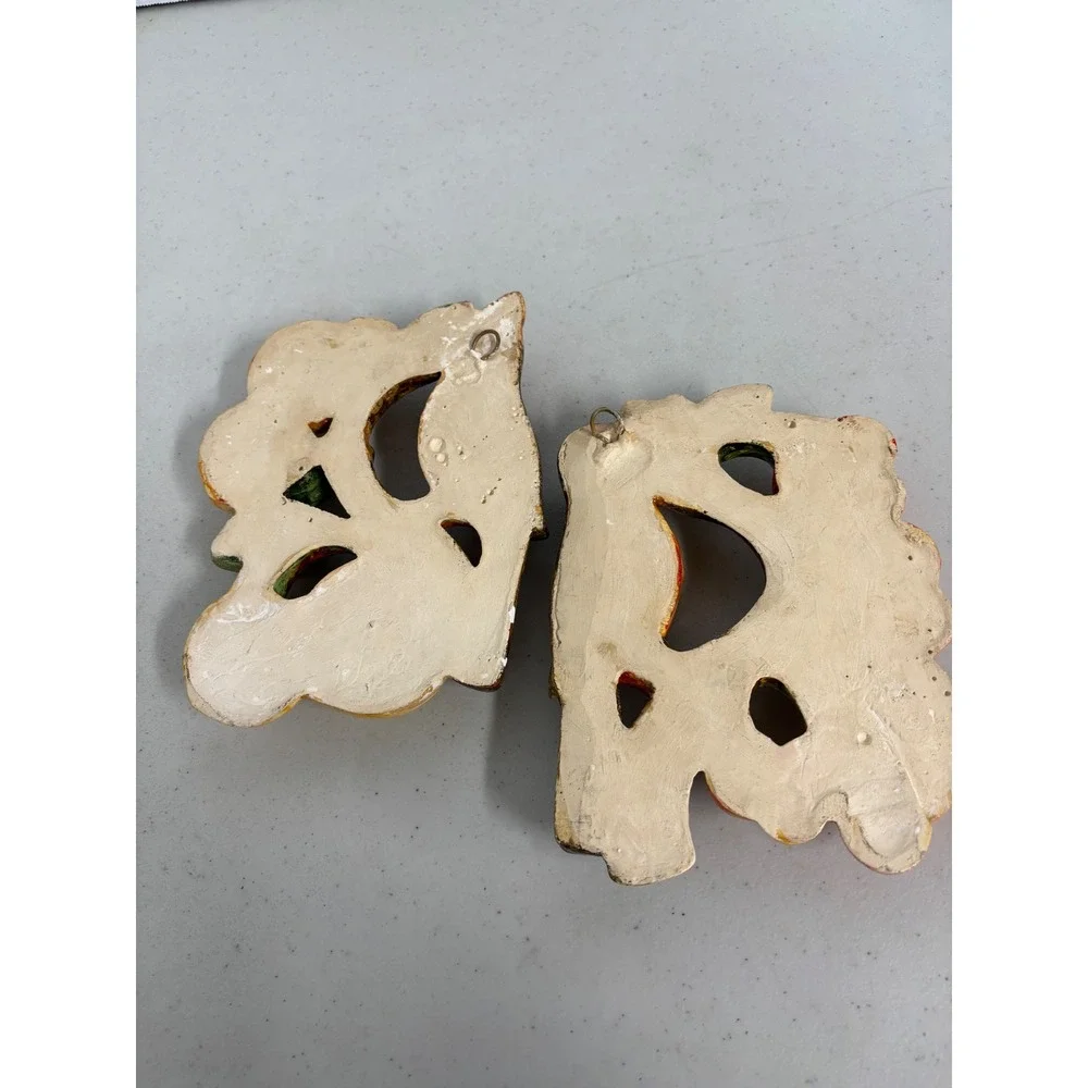 Vintage Ceramic Bird Wall Plaques Set Cardinal Songbird Fruit Peaches‎ Berries